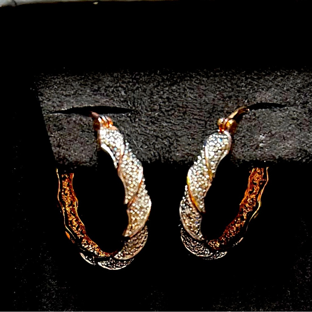 Silver and brass small hoop earrings